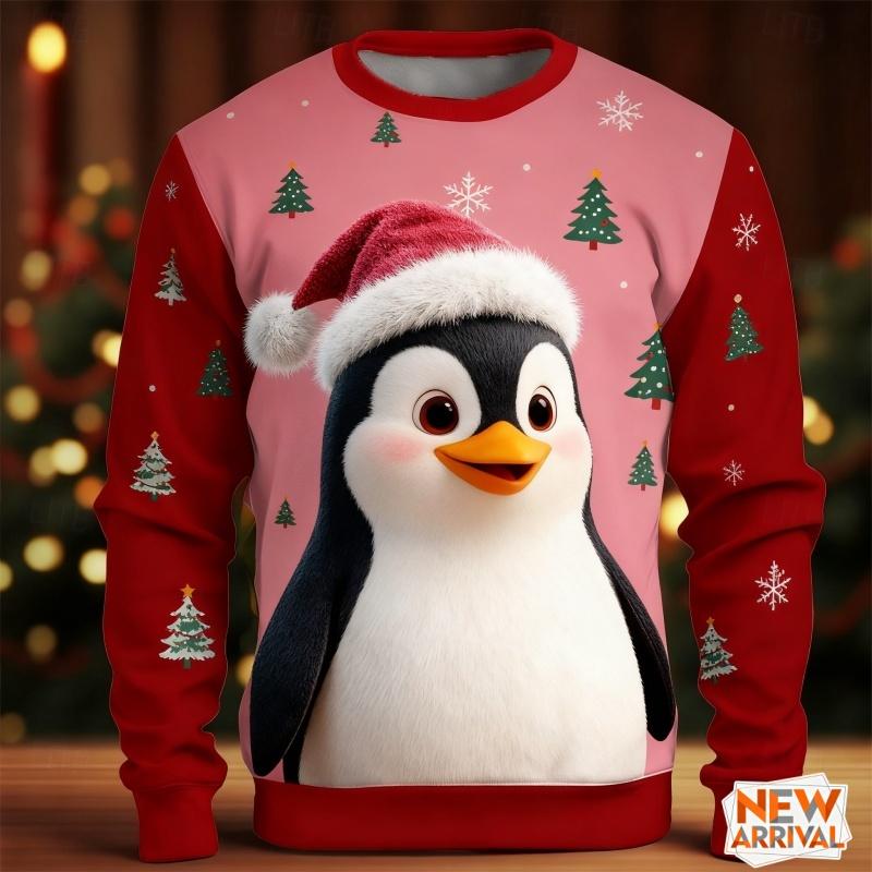 Eekhoorn Uil Beer Patroon Sweatshirts Voor Mannen Vrouwen Kerstmis 3D Geprint Pullover Festival Feest Hoodies Lange Mouwen Ronde Hals Top