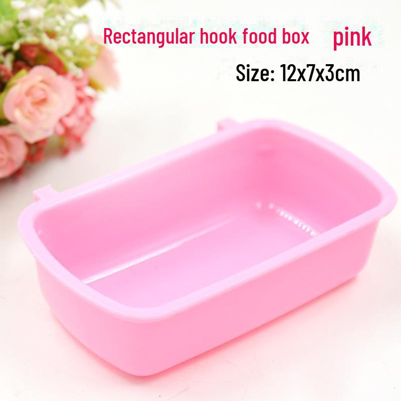 

Непроливна прямокутна миска для їжі для маленьких домашніх тварин: Безпечне підвішування для хом яків, шиншил та інших Size: 12*7*3cm (approx.)