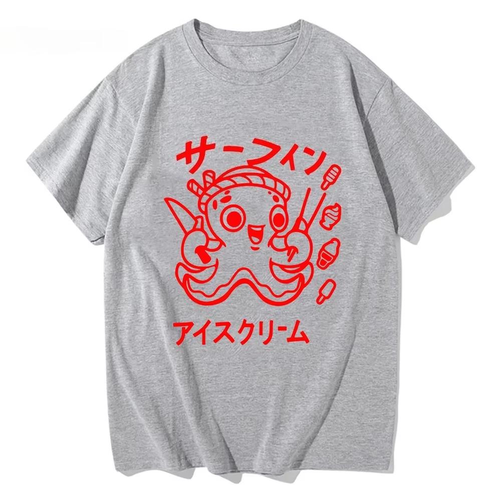 Japanese Octopus Graphic Print T Shirt Funny Y2k Vintage Tshirt for Women Soft Short Sleeve Unisex Casual Tops Women Clothing