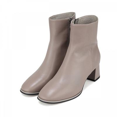 Leather Square Toe Ankle Boots Grey 5.5cm Bbi860gy