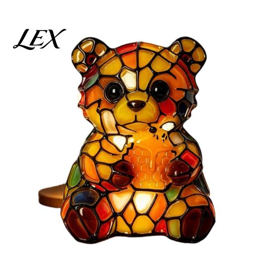 Exquisite Desktop Ornament for Home Vintage Stained Glass Style Desk Lamp, Cute Animal Night Light, Decorative Retro Lamp Reading Bedroom Bedside Kids