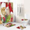 Christmas Shower Curtain Floor Mat Combination Four-Piece Set Bathroom Toilet Carpet Shower Room Mat Foot Mat