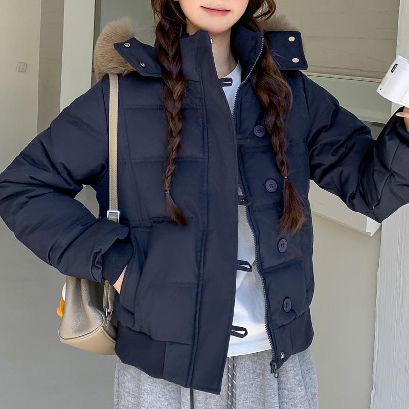 Fashion Winter Coat Female Short Parkas Hooded Faux Fur Collar Casual Loose Thick Warm Women's Jackets