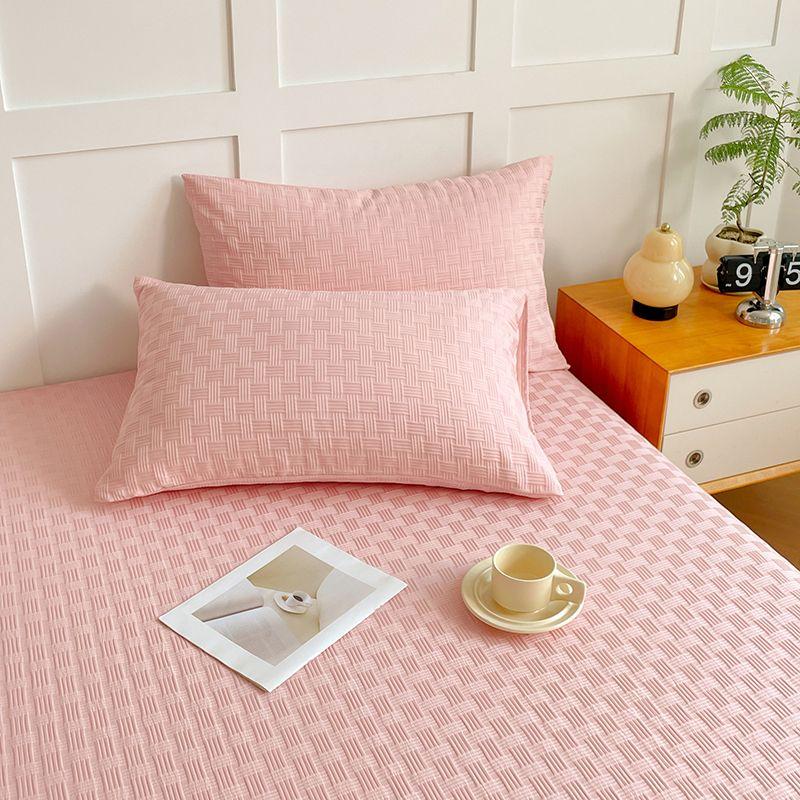 Bettlaken Sommer Gewaschene Baumwolle Garngefärbt Bettlaken Kissenbezüge Studentenwohnheime Einzel und Doppel