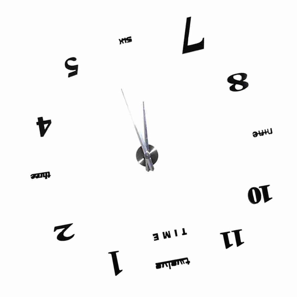 Modern DIY Large Wall Clock Kit 3D Mirror Surface Sticker for Home Office Room