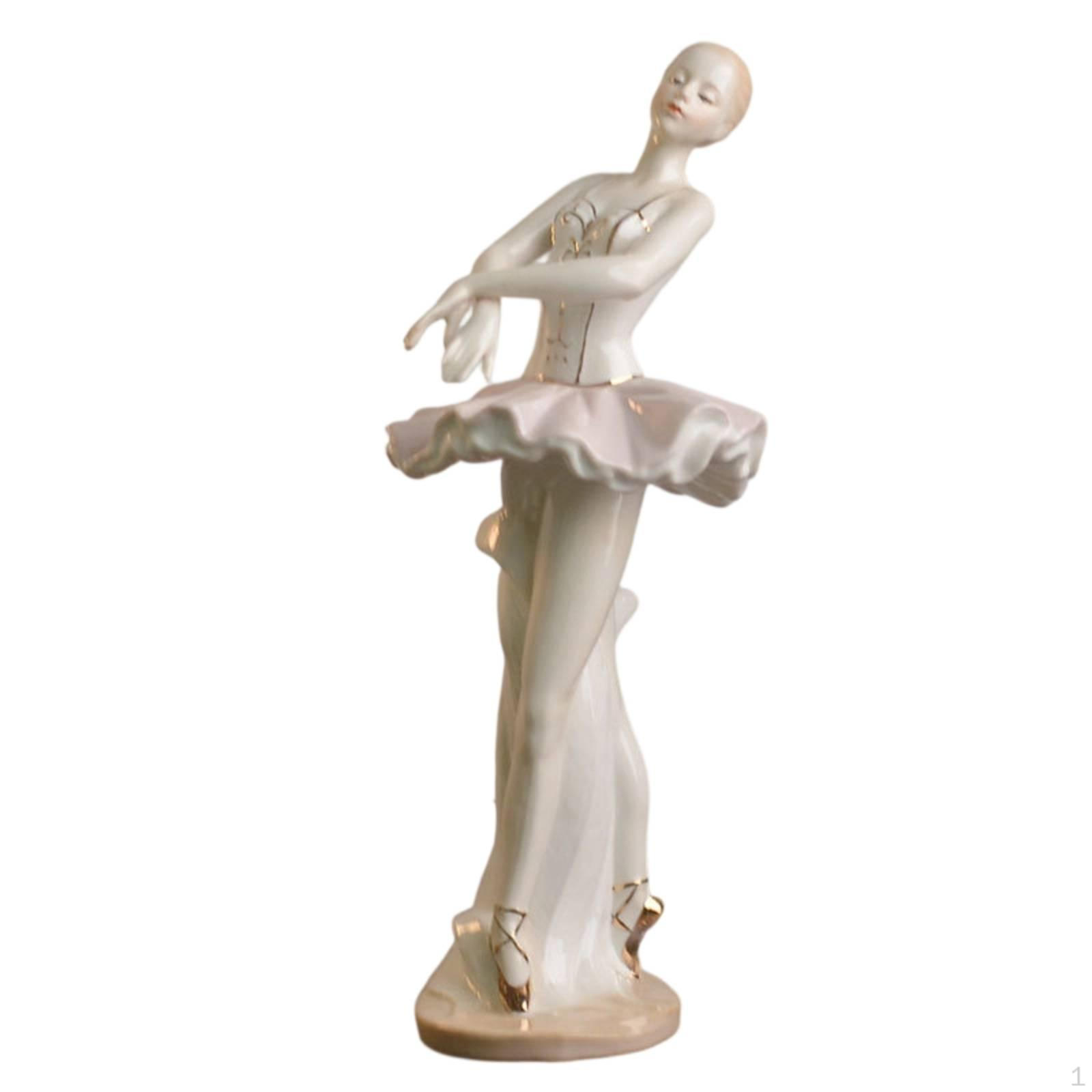 Ballet Dancer Figurine with Accents Elegant Ceramic Ballerina Graceful Female