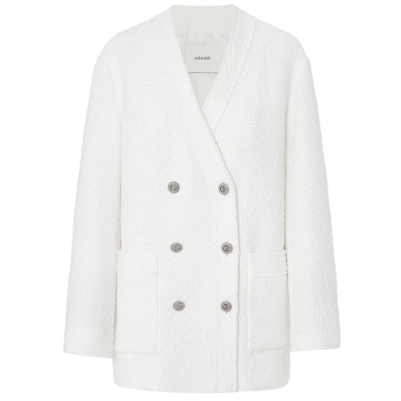 

Женский твидовый жакет оверсайз с V-образным вырезом XS