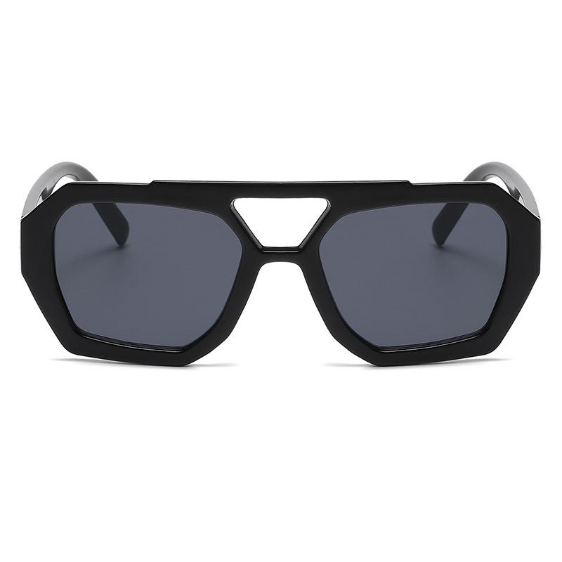 Vintage Double Bridges Sunglasses Women Men Thick Frame Eyewear Female Fashion Polygon Sun Glasses Leopard Blue UV400 Glasses