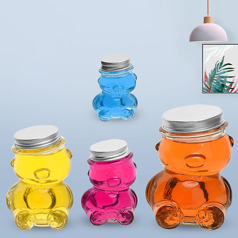 Tilted Bear Glass Bottle For Coffee Concentrate Milk Juice Leakproof Bottle With Lid Mason Jar Portable Empty Jar
