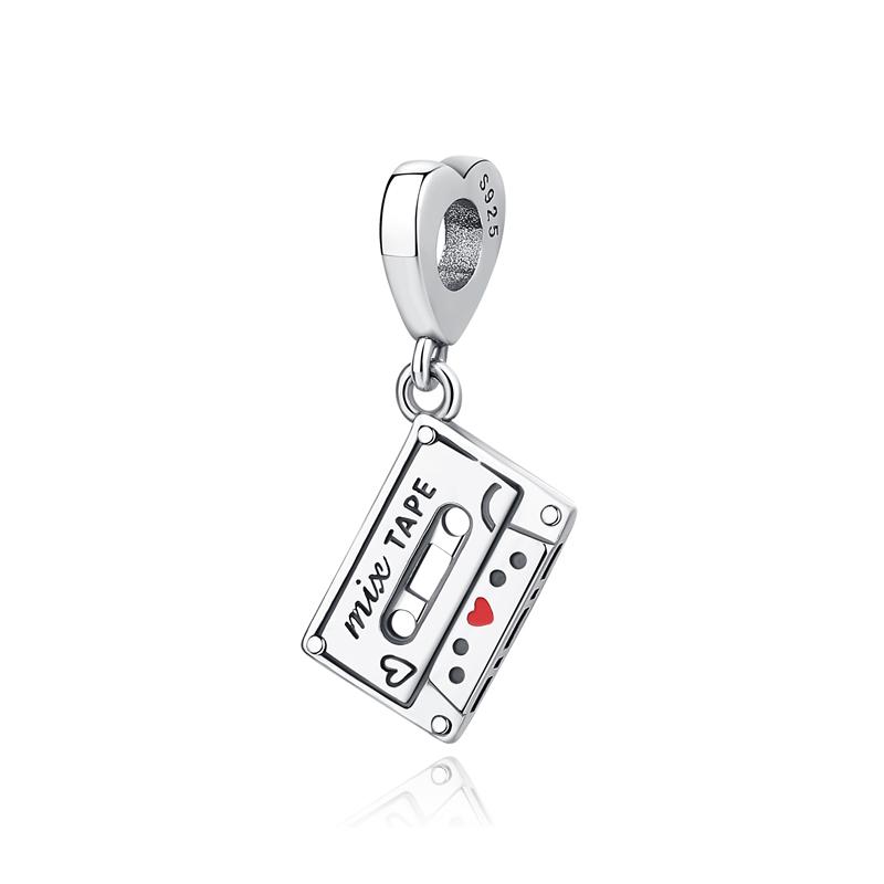 Original 925 Sterling copper Charm Bead Love Music Note Piano Pendant Charms Fit Brand Bracelets Necklaces Women Diy Zircon