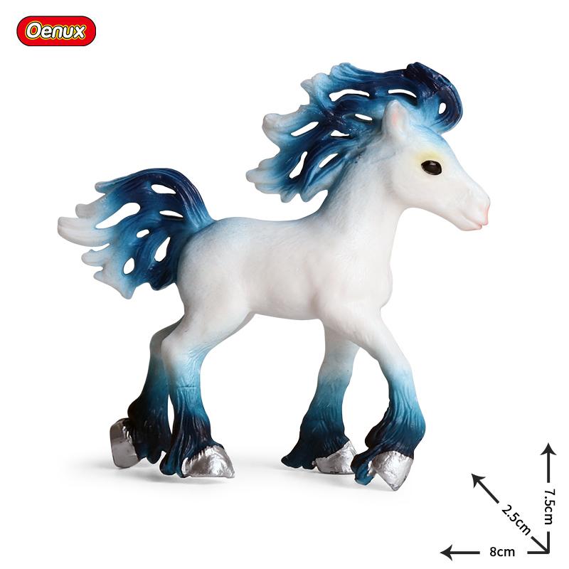 Oenux Original Genuine Fairy Tale Fly Horse Simulation Animal Mythical Elves Elf Pegasus Action Figures Model PVC Cute Kids Toy