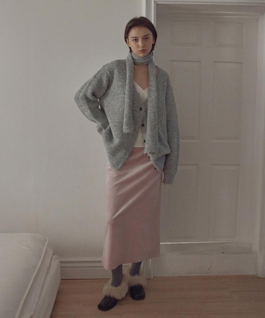 Poeteuseoul Velor Long Skirt_Light Pink