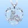 Cute Cat Pattern Heart-shaped Pendant Necklace, Cute Animal Jewelry, Birthday Party Graduation Gift Christmas Halloween Gift For Girls