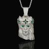 Hip Hop Clover Portrait Pendant Copper Set Zircon Full Diamond Necklace Vintage Necklace
