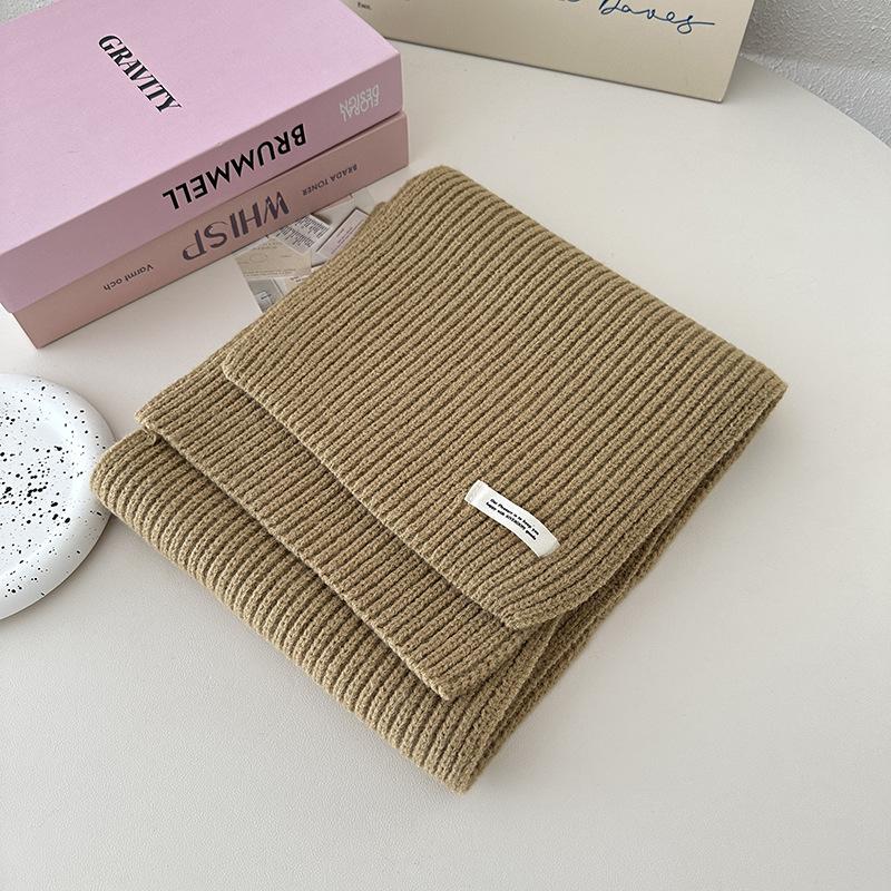 Autumn and Winter New Solid Color Knitted Wool Scarf Student Versatile Warm Scarf