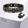 Vnox 14.5mm Wide Men's Stainless Steel Bracelet , Dual Clasp Watch Band Wristband Adjustable Jewelry Gift for Him Husband Father