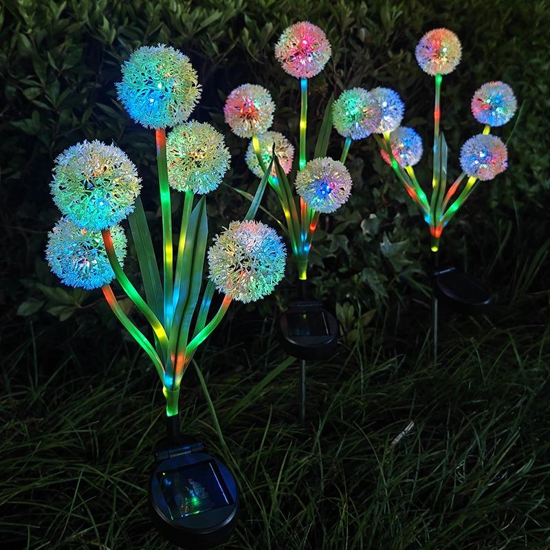 Solar Powered LED Dandelion and Onion Ball Lights Are Suitable for Garden Terrace Lawn Decoration Floor Mounted Ambient Lighting