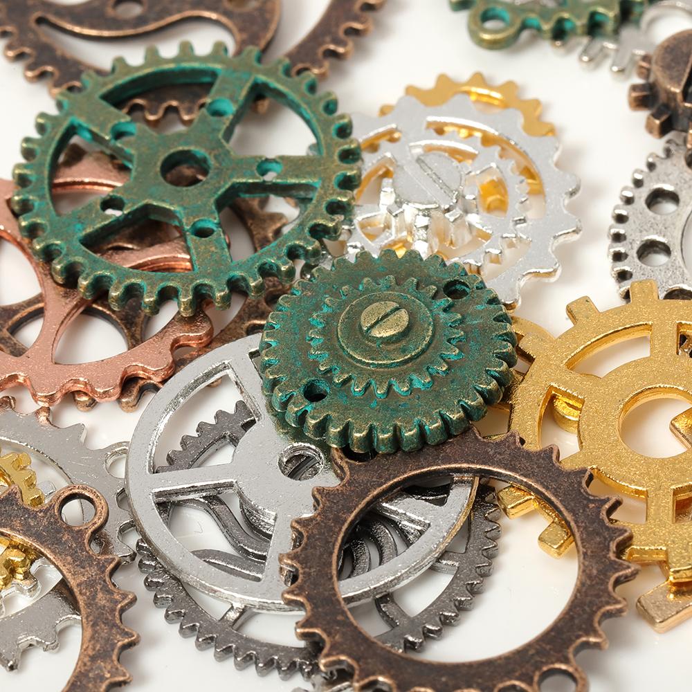 50g 100g Mixed Steampunk Gears Cogs Charms Pendant DIY Antique Metal Beads for Bracelets Crafts Jewelry Making Components