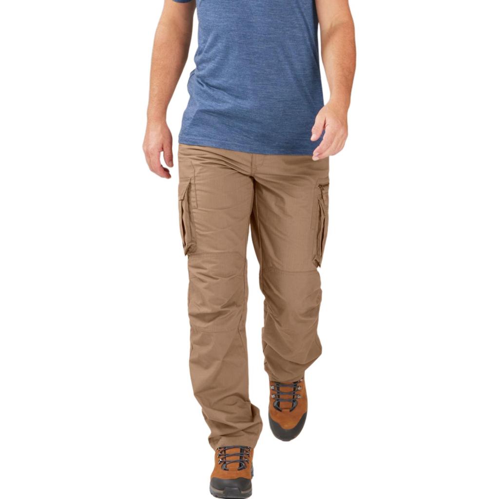 DECATHLON FORCLAZ TRAVEL100 Hiking Durability Solid Color Slim Cargo Pants Men's Brown