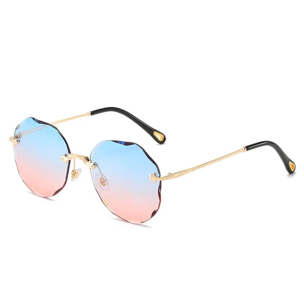New Stylish Female Male Vintage Fashion Gradient Sun Glasses Round Cut Rimless Sunglasses Women Men Eyeglasses Gif Sunglass