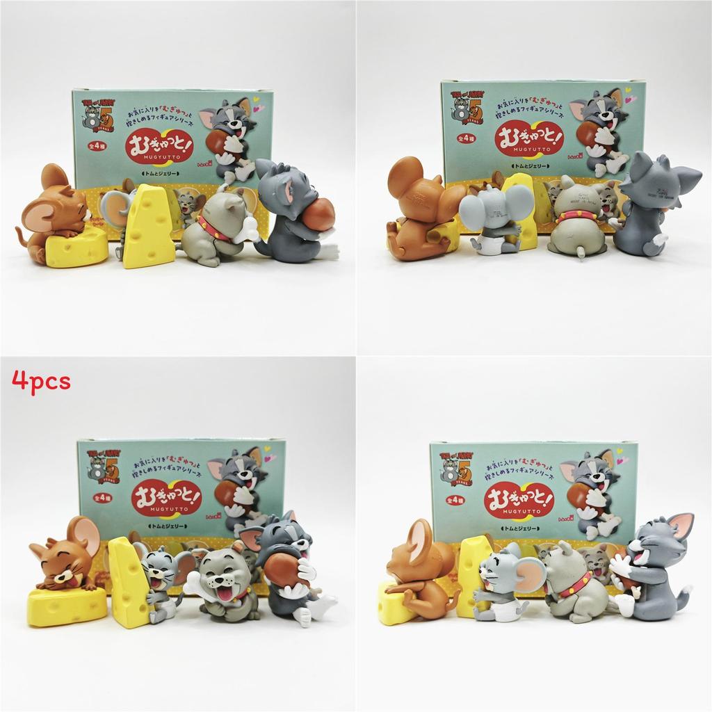 Tom And Jerry Blind Box Abs Figurines Holding Food Mini Models For Car Desktop Decoration Collectors