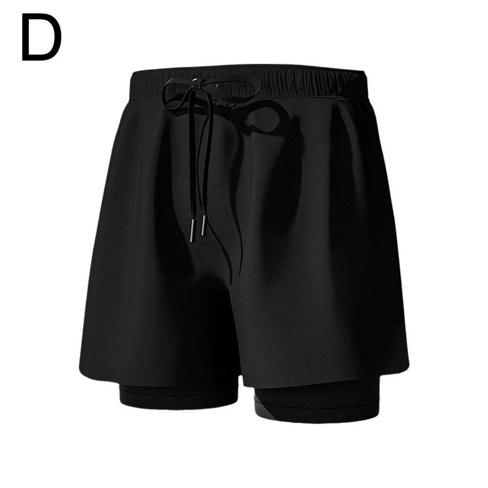 Badehosen für Herren mit Kompressions-Innenhose Stretch Herren Badehose 2 in 1 Schnelltrocknend Laufen Fitnessstudio Badeshorts für Herren