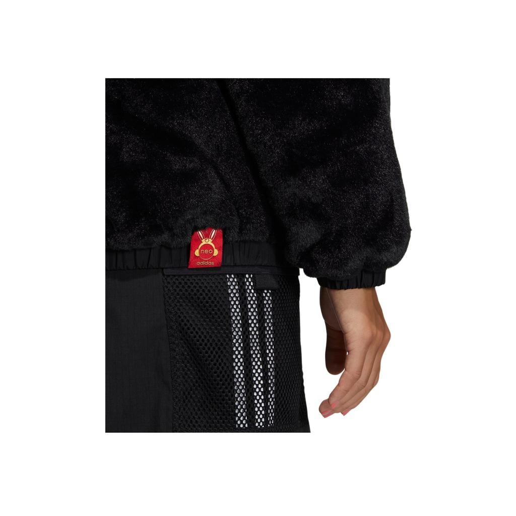 Adidas Neo Cartoon Pattern Patch Long Sleeve Jacket Women Outerwear Black IA6905