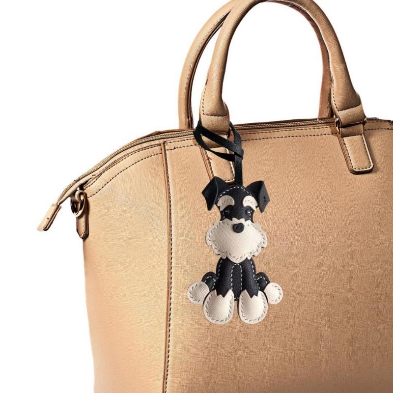 Elegant Schnauzer Dog Keychain Fashionable Schnauzer Leather Key Chain Charm Handcrafted Keychain for Gifts