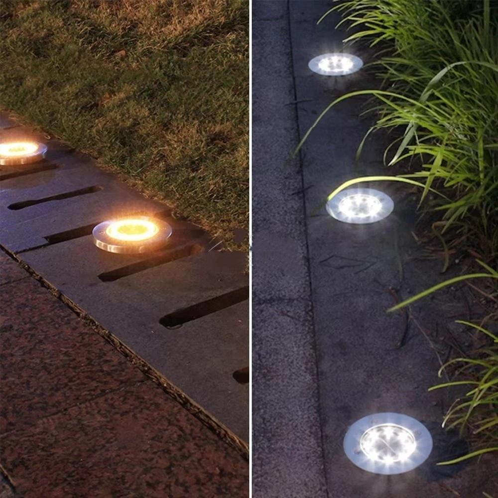 Multi-Color Solar Power Disk Light 8LED3 Buried Solar Led Lamp Landscape Lighting  Walkway Floor