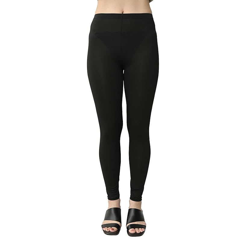 

[JANJAM] big size ladies Smooth leggings 10 minute length Sweat absorbent and quick drying UV cut leg wear inner black L-LL