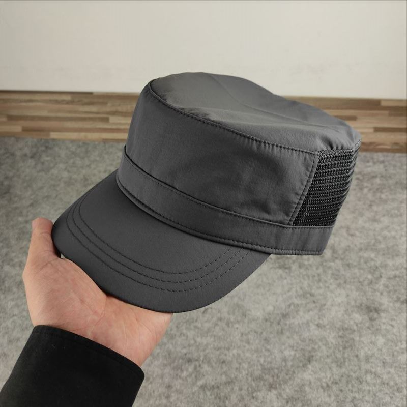 Summer new products deepen and raise flat top hat casual breathable mesh hat fashion military hat large size men's hat
