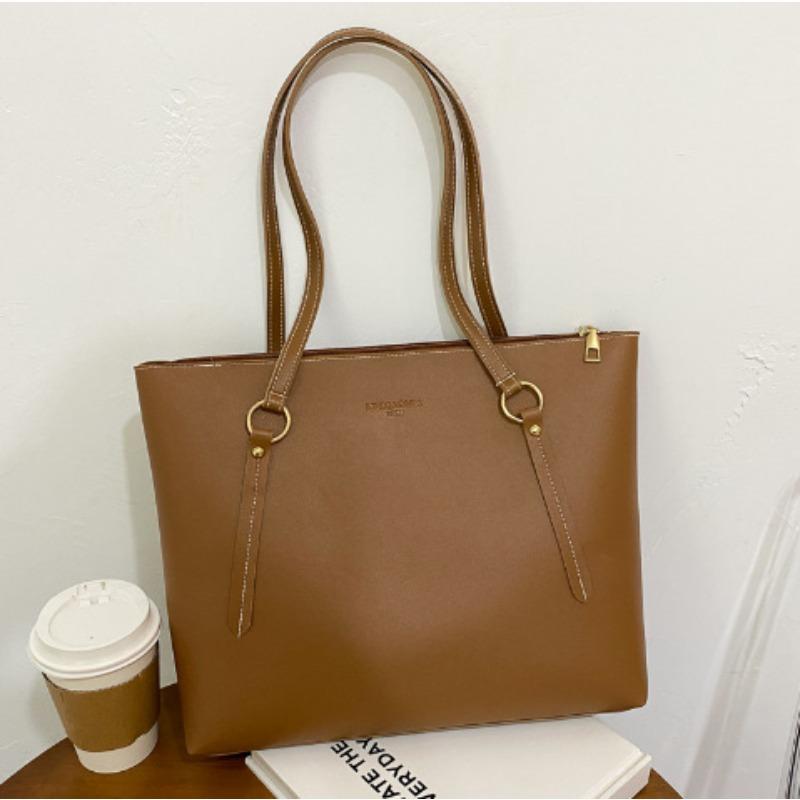 

Сумка-тоут большая вместительная сумка женская осенне-зимняя универсальная новая простая на плечо сумка для занятий студента колледжа для поездок на работу светло-коричневого