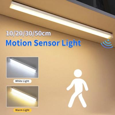 3-in-1 Motion Sensor LED Cabinet Light - Magnetic USB Rechargeable Under-Closet/Display Case Strip, 10-50cm Adjustable Length