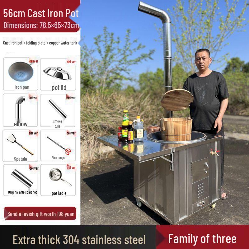Smoke-Free Stainless Steel Wood-Burning Firewood Stove for Outdoors