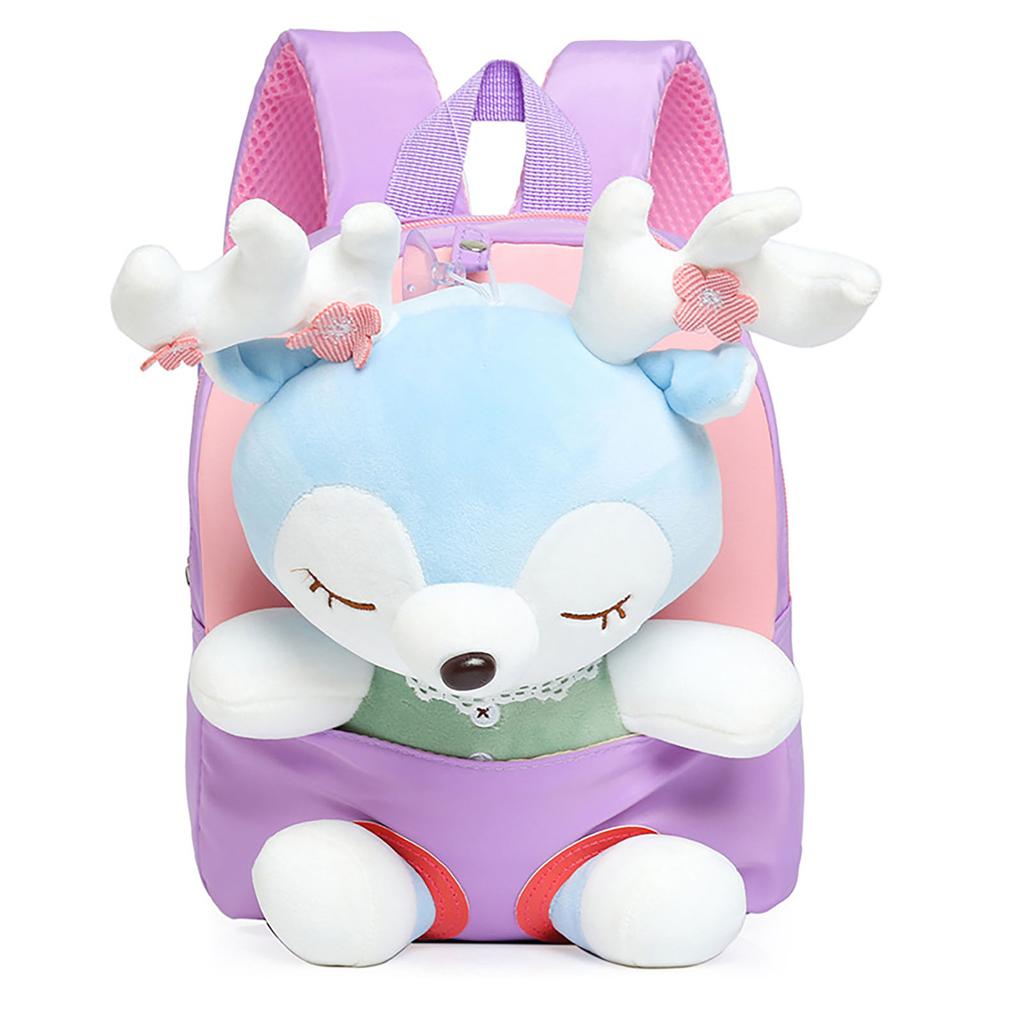 Toddler Preschool Cute Backpack Large Capacity Plush Elk Bookbags with Soft Handle for Bottles Pencils A4 Textbooks