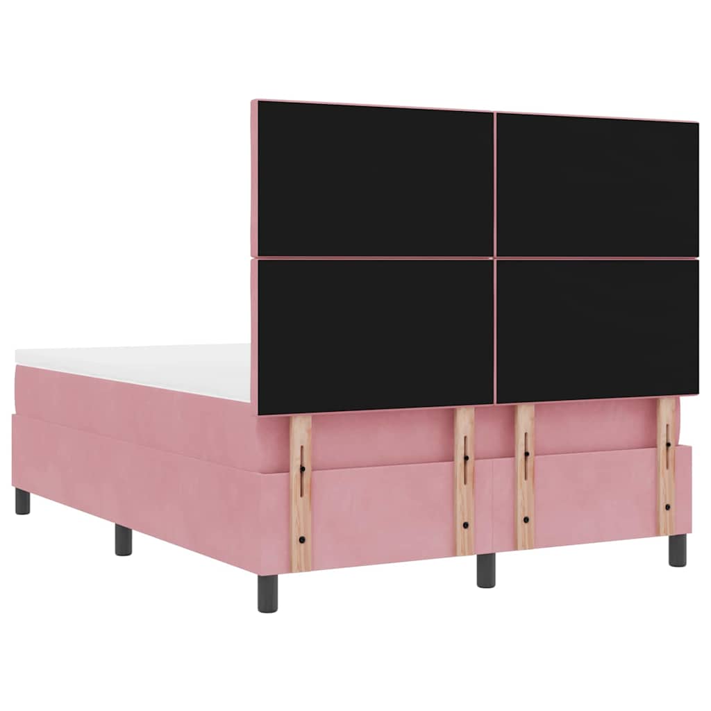 Boxspring Bed with Headboard Pink 140 x 190 cm Velvet