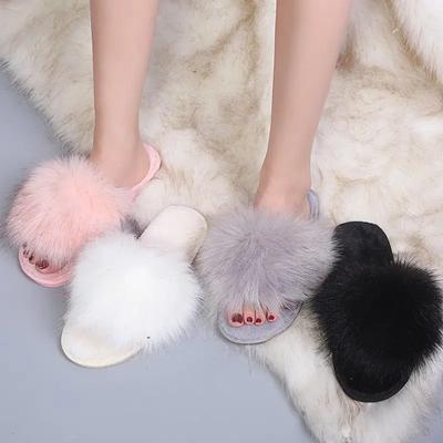 Thick Fluffy Fur Slippers Women 2024 New Winter House Warm Furry Slippers Women Flip Flops Home Slides Flat Indoor Floor Shoes