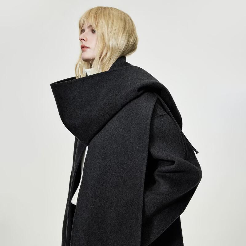 Only Women's Wool Blend Coat with Detachable Tassel Scarf