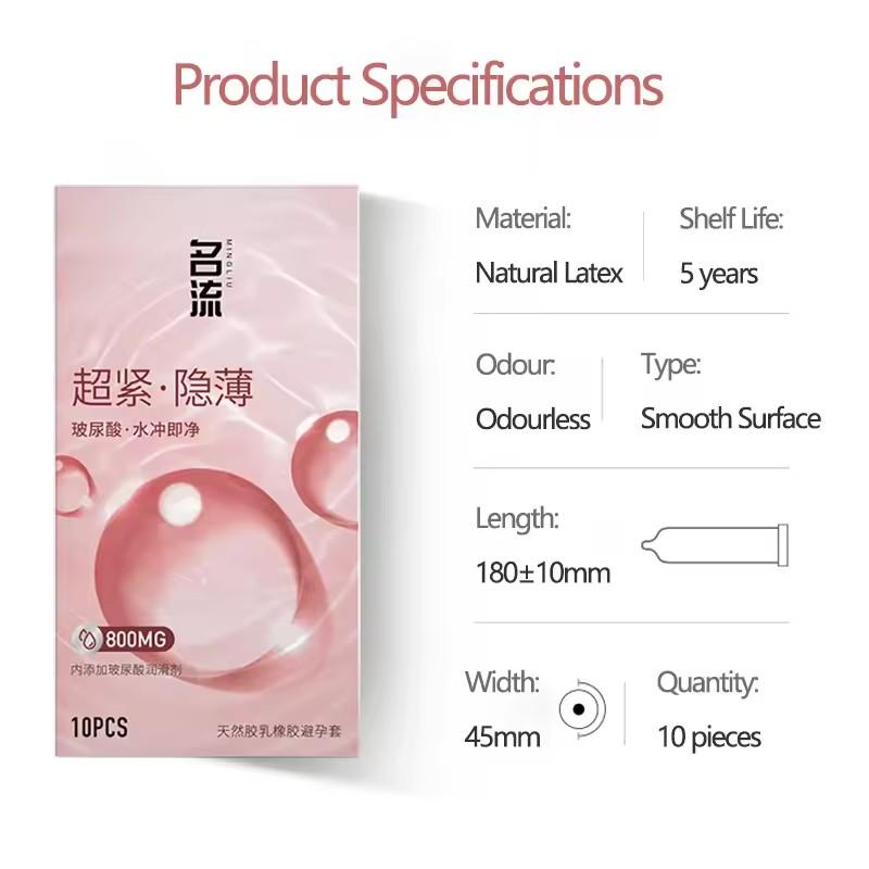 10Pcs 45mm Condom Ultra-thin Tight-fitting Grainy Condoms & Lubricants 800mg Natural Latex Smooth Surface Odourless Condoms