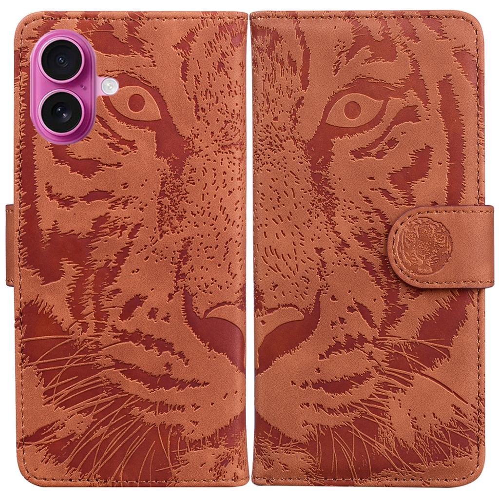 For iPhone 17 Case Tiger Imprint Leather Wallet Phone Cover