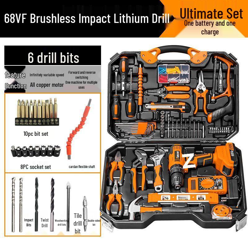 Electric Drill & Multi-Tool Set for Household and Woodworking Repairs.