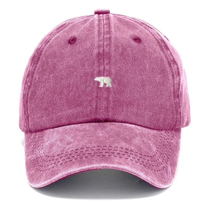 

Washed Cotton Baseball Cap Vintage Adjustable Distressed Unisex Trucker Hat For Men Women Gift Customize Polar Bear Embroidery