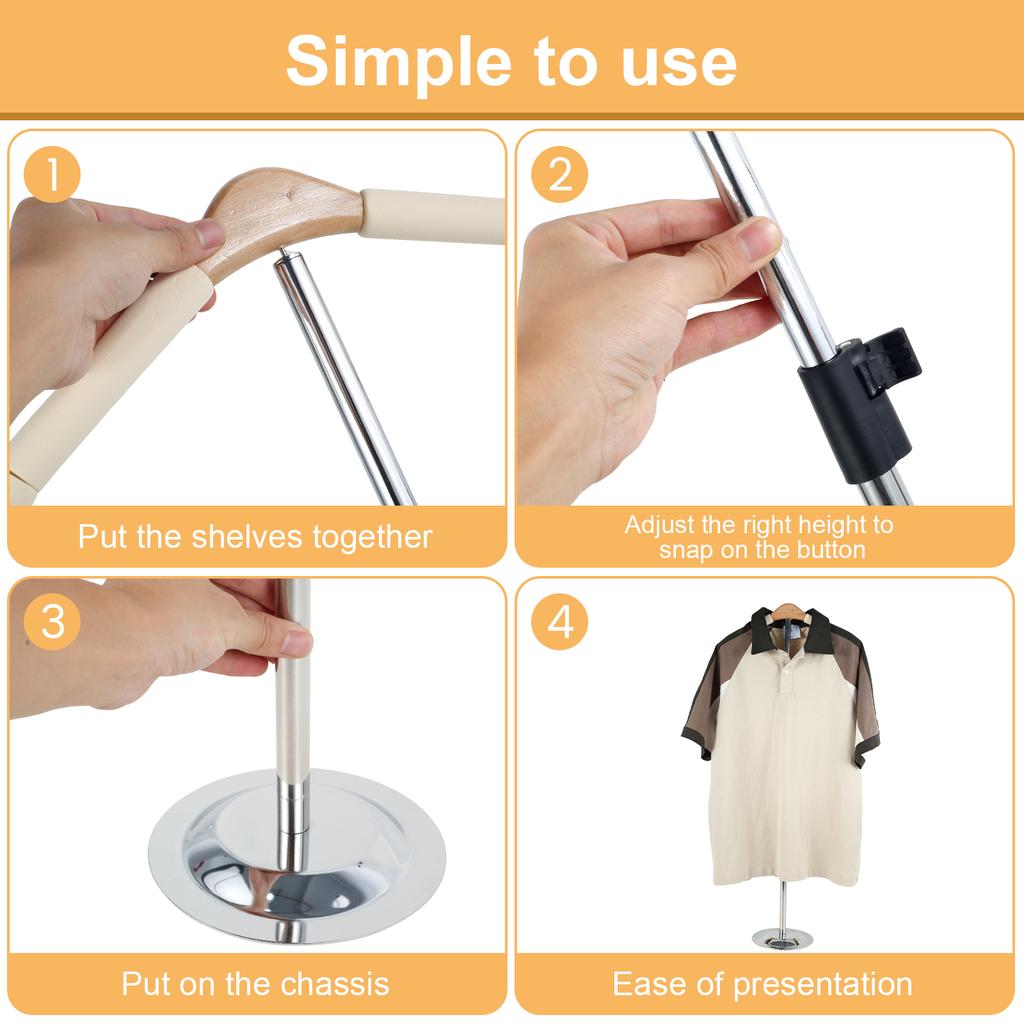 Shirt Display Stand Height Adjustable T Shirt Display Metal Clothing Display Stand with Stable Base Flexible T Shirt Display