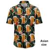 Beer Graphic Harajuku Shirts For Men 3D Print Short Sleeve Tees Summer Hawaiian Holiday Style Button Up Tops Woemn Lapel Shirts