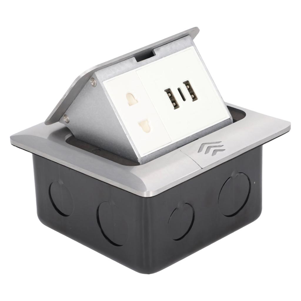 Floor Electrical Outlet Pop Up Damping Desktop Socket TYPEC Dual USB Interface US Standard