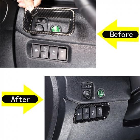Carbon Fiber ABS Fog Light Switch Button Decoration Frame For Honda Pilot 15-22