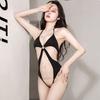 Sexy Lingerie Sexy Temptation Cross-show Chest Open Gear No-take-off Onesie Ice Silk High Elastic Pajama Suit Women