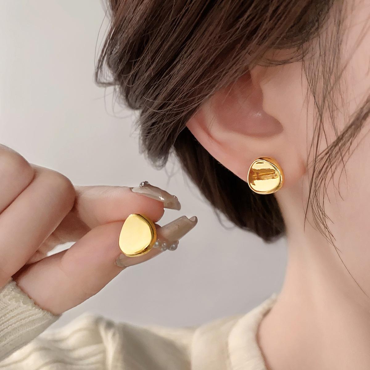 

Anenjery Гладкие Геометрические Круглые Серьги Для Женщин Ретро Уникальные Роскошные Высококлассные Осенне-Зимние серьги Ювелирные Изделия Подарки золотой