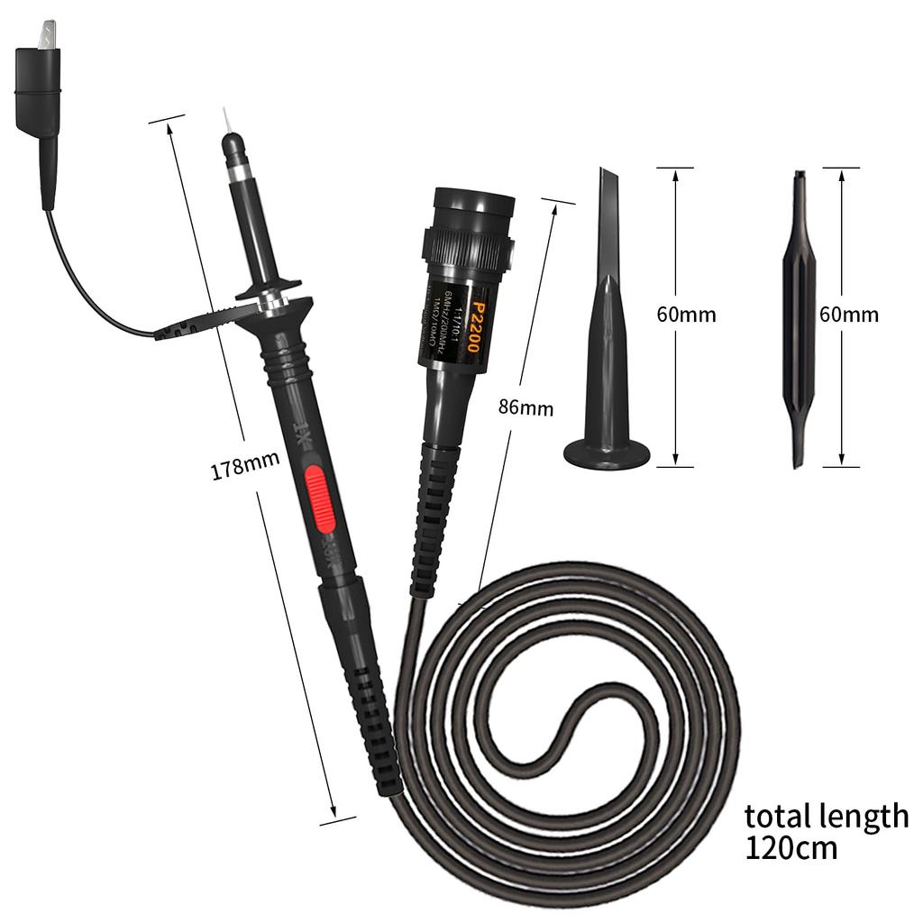Cleqee Oscilloscope Probe 200MHz Fully Isolated BNC End Probe Accessory Kit 1X 10X P2200