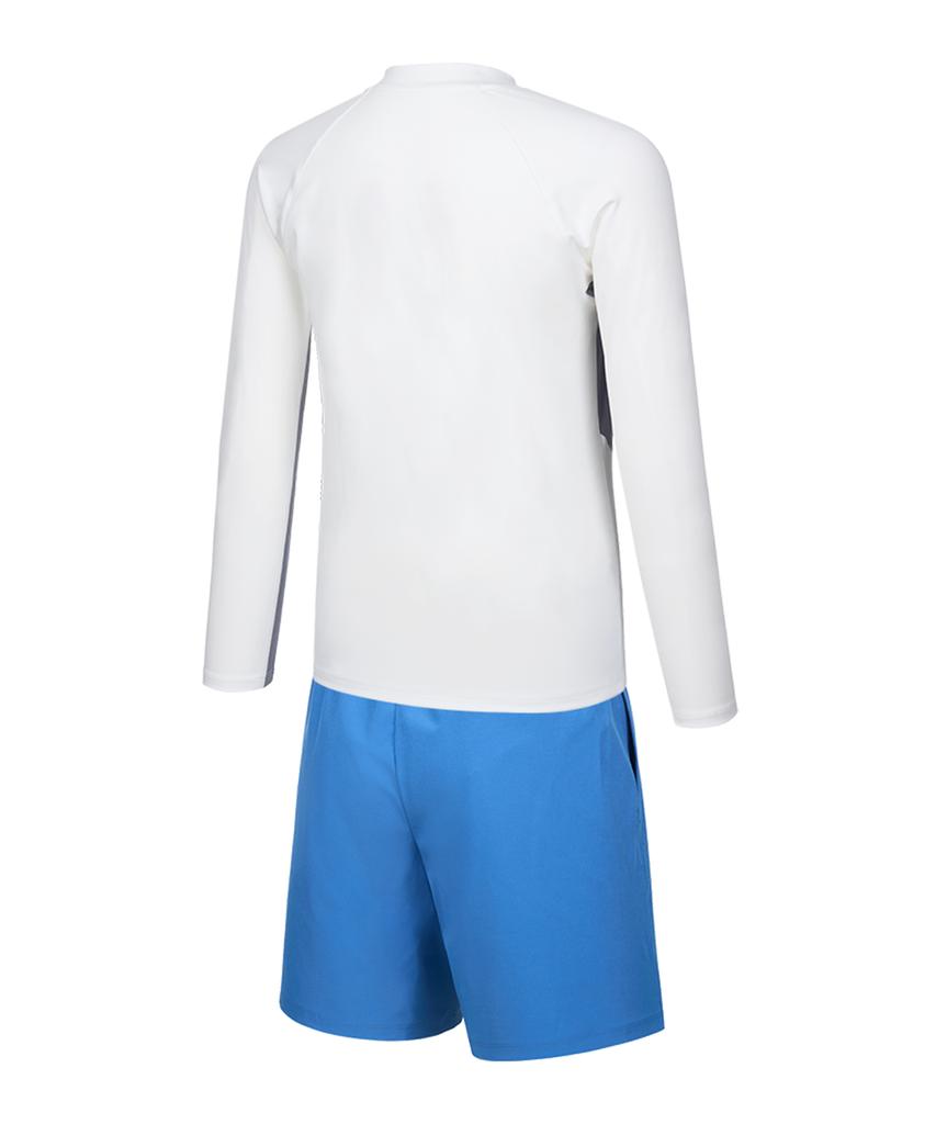 Lenomasuyeongbog Men'S Color Block Relaxed Fit Zip-Up Rash Guard Set White Rn-Ms2G923-Wh